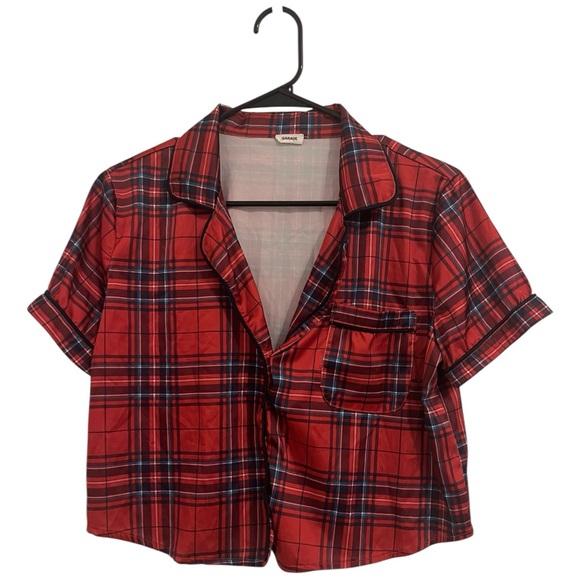 Garage Other - Garage Red Plaid Crop Pajama Top